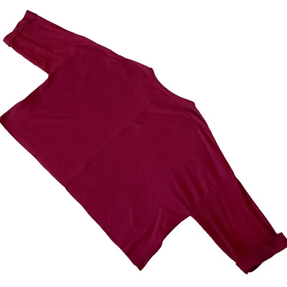 Forever 21 Crop Top Maroon Boxy Three Quarter Sleeves Round Neck Size Medium - Picture 2 of 6